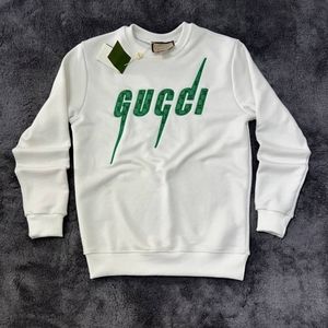 Gucci White New Model Sweatshirt and Green Written Printed